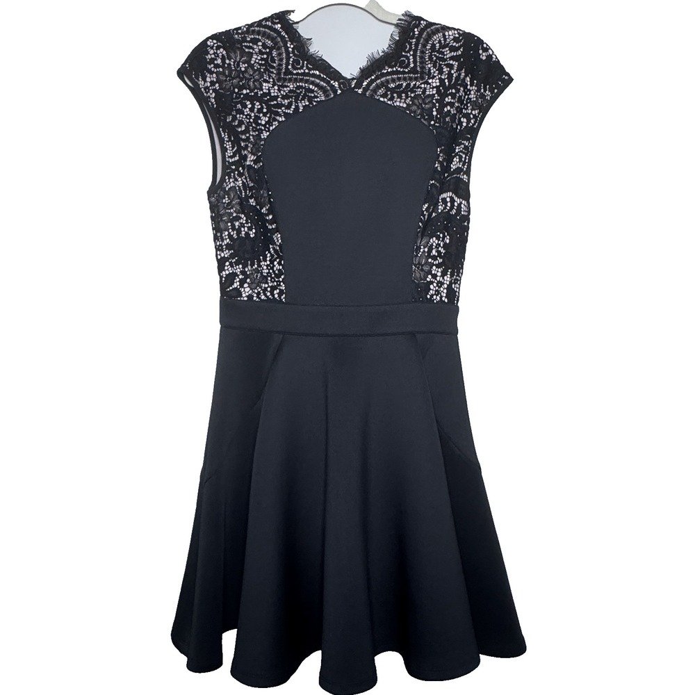 Ted Baker Little Black Dress‎ Women's 2 Vivance Lace Top Neoprene Fit & Flare